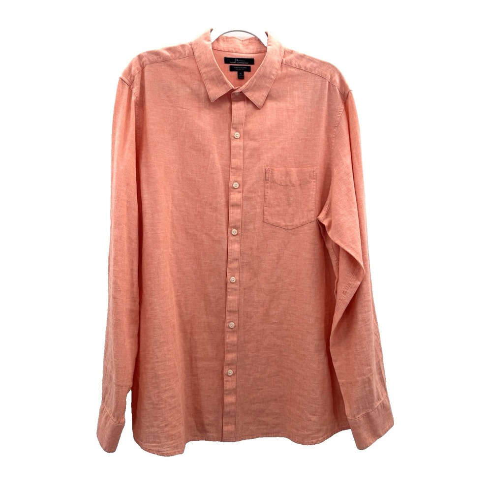 Mens Linen Shirt XL Slim Fit Button Down Top Breathable Beach Wedding Vacation